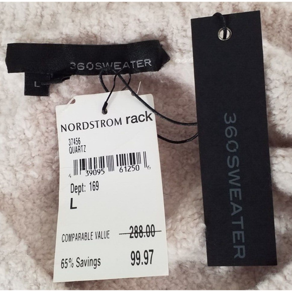 360Sweater Pink Vneck Long Sleeve Pullover Stretch Wool Blend NWT Size L - Picture 4 of 6